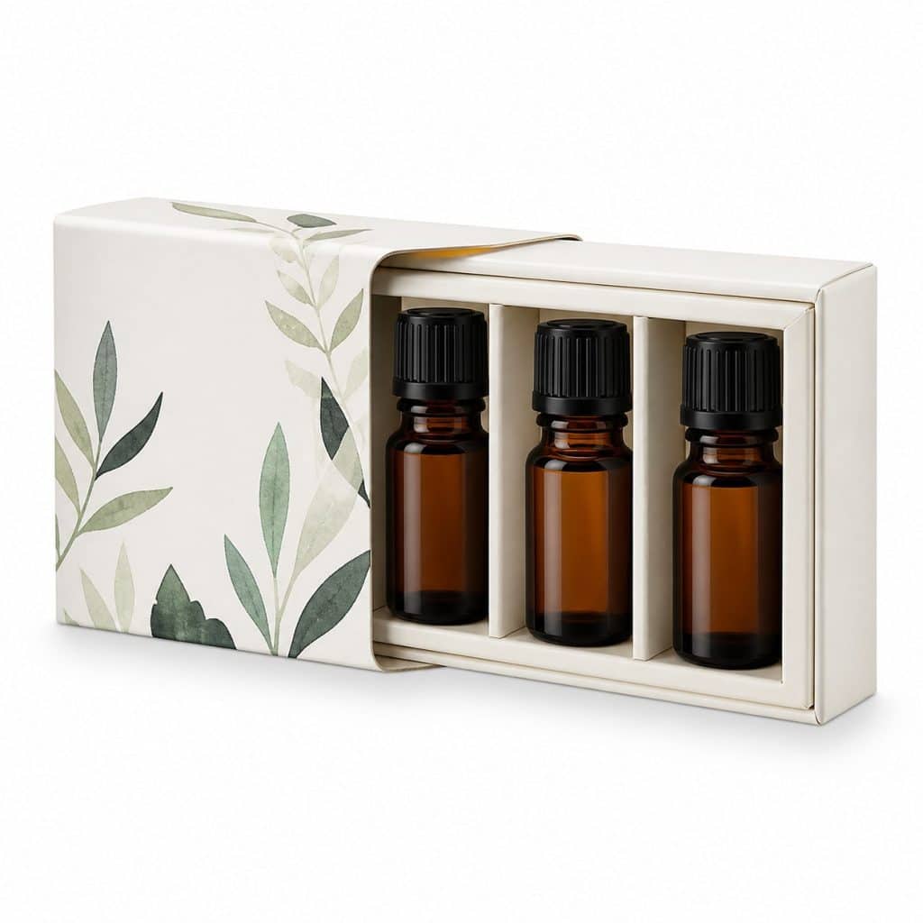 Coffret découverte 3 huiles essentielles bio présenté seul