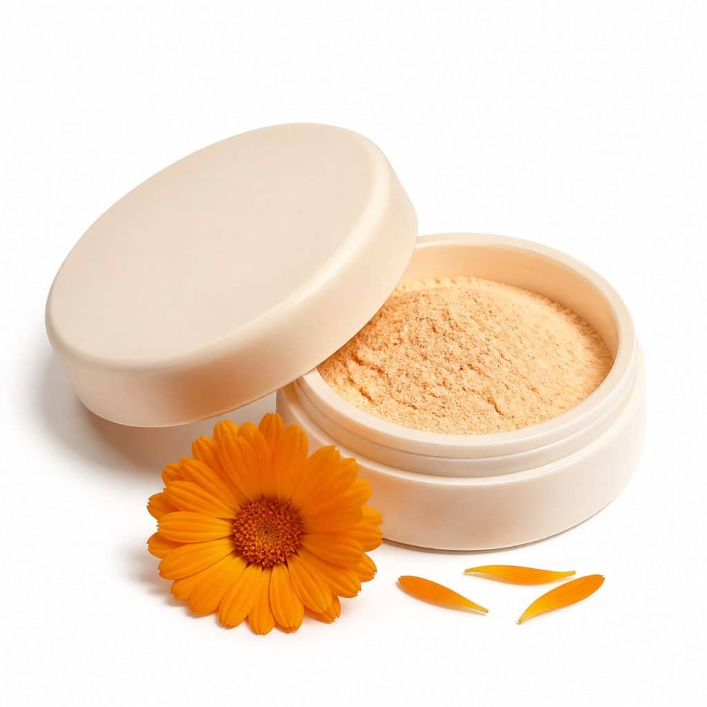Poudre de toilette au calendula présenté seul