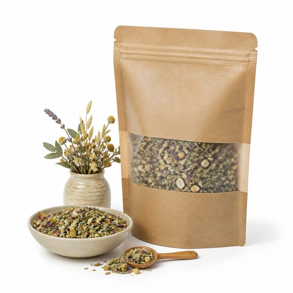 Tisane d'allaitement aux plantes présenté seul
